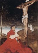 Hans holbein the younger Cardinal Albrecht of Branden-burg before the Crucifiel Christ Sweden oil painting artist